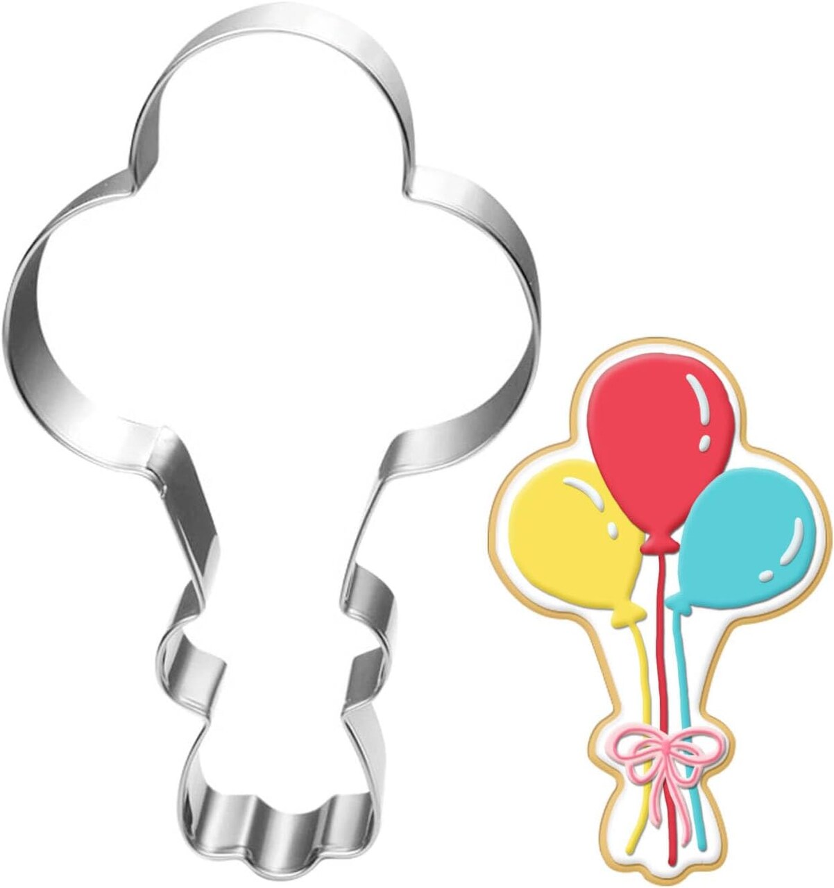 Balloon Cookie Cutter-4.5 Inch-Diswasher Safe-Metal Bunch Cookie Cutter Shape for Baking